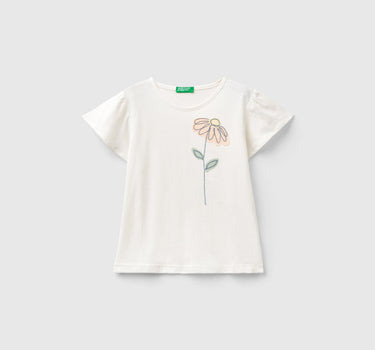 刺繡花卉圖案T恤